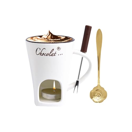 Taza de fondue de cerámica resistente al calor, taza de chocolate derretido, para queso, caramelo, malvaviscos, dulces, picnics, fiestas, bufés, mesas de banquetes, Navidad, inauguración de la casa