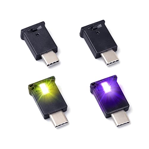 Image of AOZITA Mini USB Type C LED RGB Light Brightness Adjustable 8 Color Changeable for Car, Laptop, Keyboard. Atmosphere Smart Type-C Night Lamp for Home Decoration (DC : 5V) (Quantity: 4)