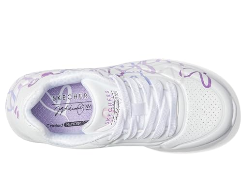 Skechers Kids Girls Uno Lite-Spread The Love Sneaker, White/Light Purple, 13, Little Kid - image 3