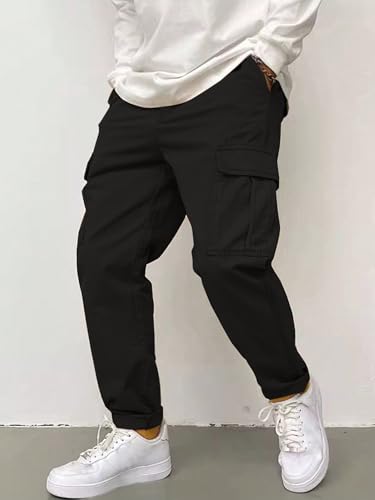 Image of Leriya Fashion Men's Cargo Pants | 4 Pocket Cotton Cargo Joggers for Men | Loose Fit Stylish Pant with Pockets | Casual Baggy Trousers & Streetwear Lower