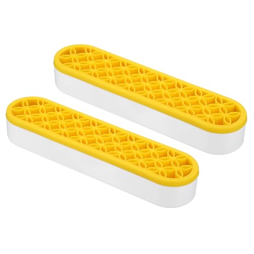Image of PATIKIL Diamond Painted Pen Holder, 2 Pack Silicone Makeup Brush Holder Multi-Purpose Cosmetic Storage Box Desktop Organizer for Art Craft, Yellow