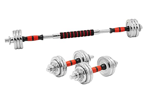 Gimme Kraft! Lot de 15 kg d'haltères chromés réglables pour entraînement de musculation fitness et haltérophilie Cover