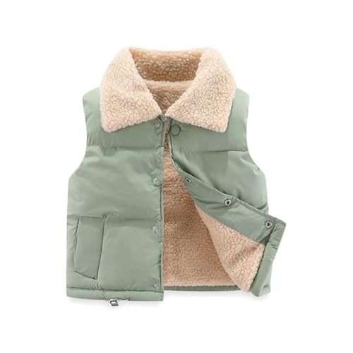 Boys Girls Sherpa Fleece Vest Sleeveless Button Down Padded Jacket Toddler Kid Warm Waistcoat Winter Quilted Outerwear Pocket