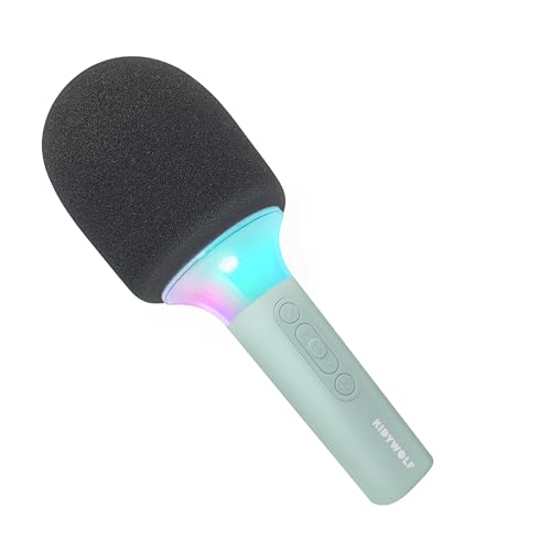 KIDYWOLF Kidymic Vert – Micro Karaoké Enfant Bluetooth avec Effets Sonores et Lumineux – Microphone Ludique pour Chanter, S’Amuser et Créer en Famille
