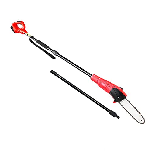 Giantz Pole Saw, 20V Hedge Trimmer Electric Poles Pruner Cordless Chainsaw Pruning Chain Saws Hand Power Chainsaws Home Garden Farm Whipper Snipper Tool, 2.7m Length with Battery Red Black