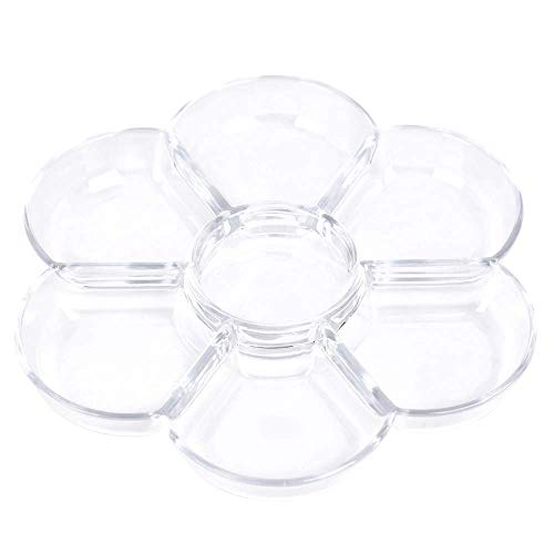 Round Petal Clear Plastic Palette Painting Dish, Flower Paint Tray Watercolor Painting Mixing Palette for Oil Acrylic Watercolor Gouache,Easy Wash, 6.9 Inches,DIY Art Watercolor Painting Palette