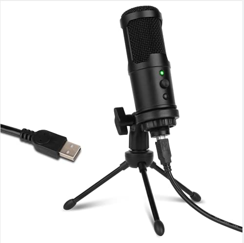 bomaite USB-Mikrofon für Computer mit Betriebsanzeige,Lautstärkeregelung,Stummschalter, Studio/Podcast/Streaming…