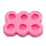 ZLXCAOB Rosen-Silikon-Fondantform, 6 Mulden, Blume, Süßigkeiten, Schokolade, Eiswürfel, Zuckerguss, Kuchendekoration, Küchen-Backwerkzeug