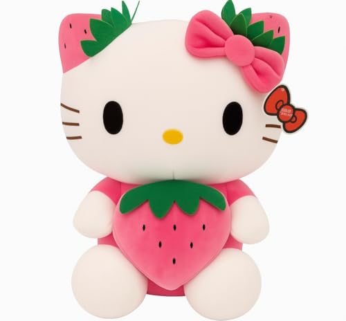 AlphaDesignLuxe 11″ Pink Strawberry Cat Plush Toy – Soft Kawaii Plush Doll, Cute Stuffed Animal Gift for Girls, Teens & Collectors