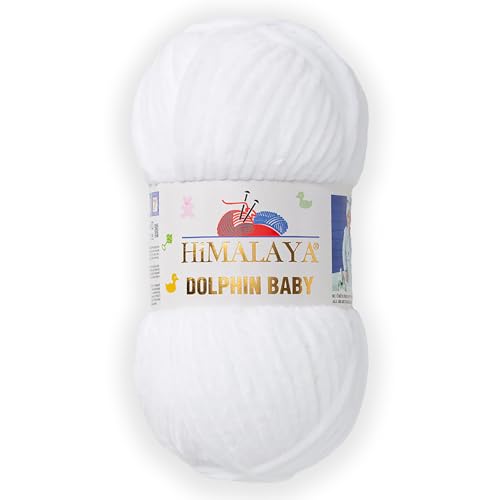 1 Skein/Pack Himalaya Dolphin Baby Chenille Yarn Each Ball 100 gr (3.5 oz) 120 m (132 Yards) 100% Polyester Super Bulky Baby Blanket Velvet Amigurumi Yarn 80301 - Snow White
