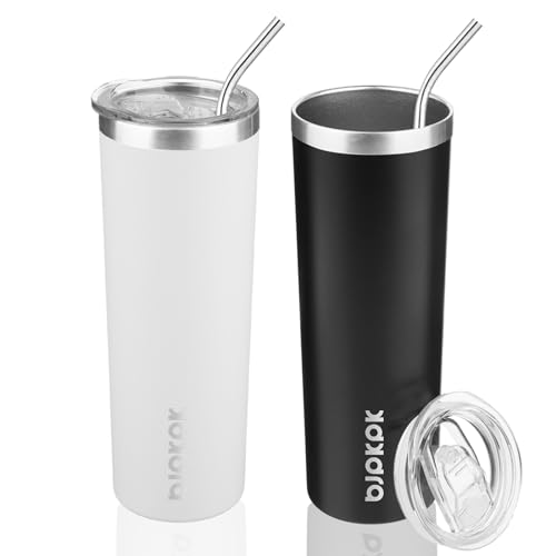 Image of BJPKPK Skinny Tumbler with Lid, Stainless Steel Coffee Tumbler, 20 Ounces (Pack of 24)
