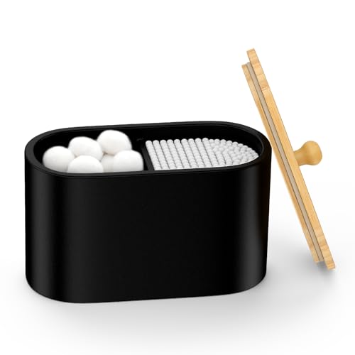 Boîte de rangement pour cotons-tiges étanche avec double compartiment noir