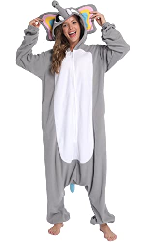 DarkCom Unisexe Adulte Cosplay Gris Éléphant Animal Onesie Kigurumi Costume Une Pièce Pyjama Vêtements De Nuit Combinaison S