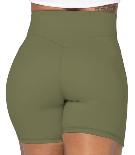 Image of Sunzel No Front Seam Biker Shorts for Women with Pockets, Yoga Workout Gym Bike Shorts with Tummy Control | 3, 5 Or 8-Inch Inseam, High Waisted, No Front Seam, Side Pockets, Buttery Soft, Compression Fit, Squat Proof, Tummy Control