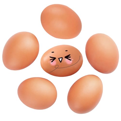 Omevett 6pcs Fake Chicken Eggs Wooden Eggs for Crafts Arts Imitation Dummy Eggs Artificial Poultry Hens Eggs Nest Eggs Helps Encourage Laying or Prevent Eating Eggs or Home Decorations