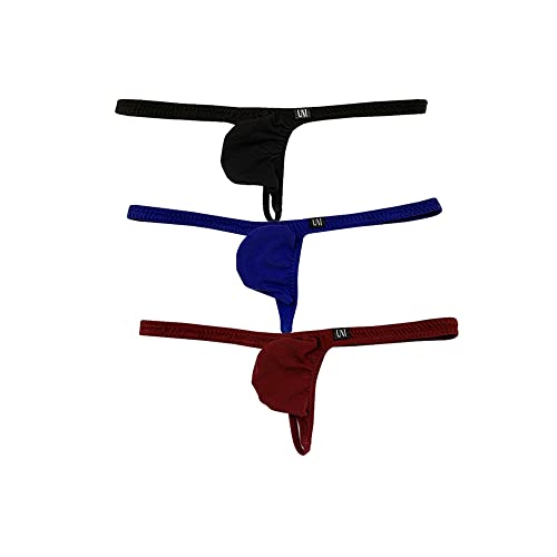 COMLIFE Men's Solid Color Cotton T-Back Thongs Bulge Pouch G-String Thongs Underwear Underpanties