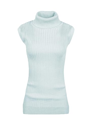 Image of v28 Women Sleeveless High Neck Turtleneck Stretchable Knit Sweater Top