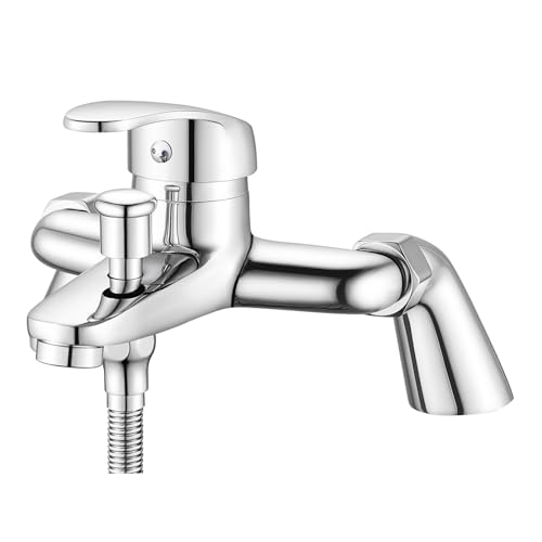 Coleniny Modern Bath Shower Mixer Tap with Filler Spout Single Lever Monobloc Shower Bath Tap Exposed Faucet Solid Brass Chrome Finished-1/2 Outlet 180mm Centres
