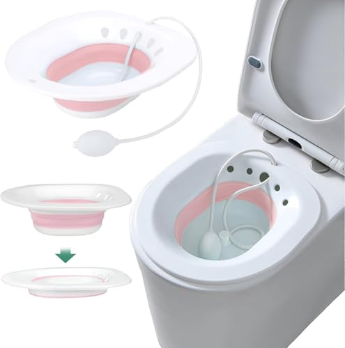 Image of Foldable Sitz Bath Tub for Toilet Seat with Flusher - Postpartum Recovery & Hemorrhoid Relief Basin | Portable Sitz Bath Bowl for Pain Relief, Hygiene & Therapy Use