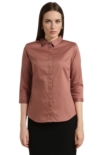 Image of Van Heusen Women Cotton Solid Regular Fit Shirt
