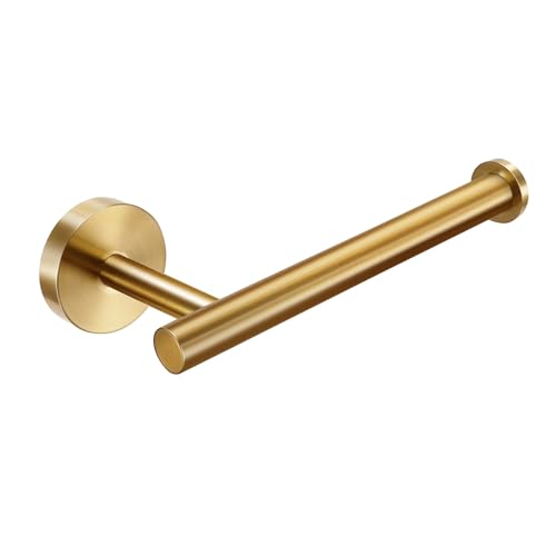 Gold Toilet Paper Roll Holder EdenGrip SUS 304 Stainless Steel Round TP Hanger Stylish Brushed Gold Toilet Paper Holder Wall Mount for Bathroom Kitchen Washroom