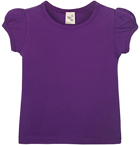 Image of Lilax Girls Short Puff Sleeve Cotton T-Shirt, Toddler & Little Girls Top | 95% Cotton Puff Sleeve Tee; Crewneck, Short Sleeve; Toddler & Girls Sizes 2T-12; for School, Play & Everyday; Machine Wash