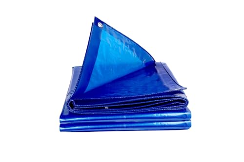 Image of 250 GSM HDPE Tarpaulin 6 X 9 Feet I Heavy-Duty Waterproof Non-Filler Sheet for Car Parking Shed, Tin Shed, Bike Cover, Outdoor Rainproof Tent, Garden, (Blue)