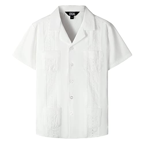 Jogal Boys Guayabera Shirts Cuban Short Sleeve Casual Button Down Beach Shirt White 10 #TOP23