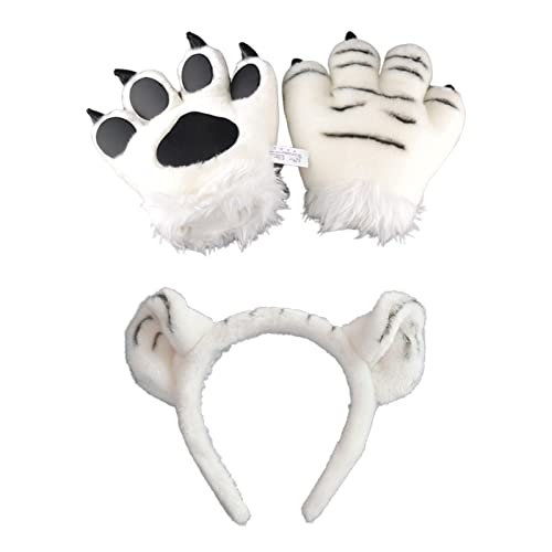 Bandeaux de tête tigre mignon et gants de protection en peluche à offrir pour un anniversaire