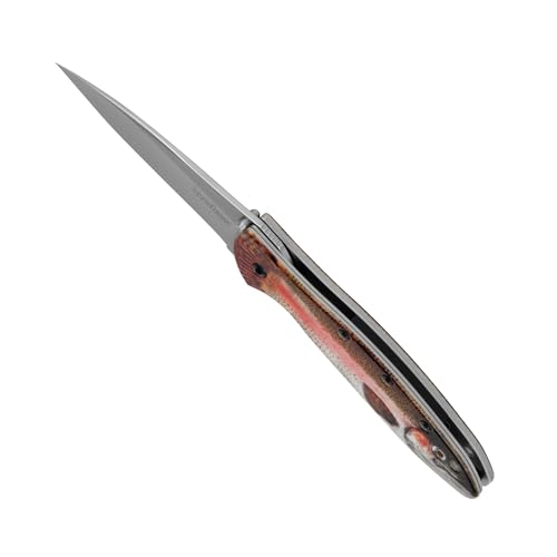 Image of Kershaw Leek, BlackWash Pocket Knife (1660BLKW); 3 Sandvik 14C28N Steel Blade, 410 Stainless Steel Handle, BlackWash Finish, SpeedSafe Assisted Open, Frame and Tip Locks, Reversible Pocketclip; 3 OZ