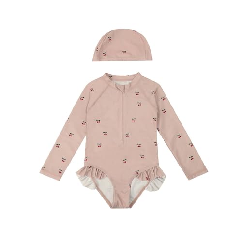 Traje de baño de una pieza para niñas con mangas largas y protección solar UPF 50+
