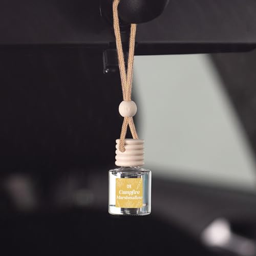 Image of C&E Craft Co Hanging Car Air Freshener Diffuser 2 Pack, Long Lasting Fragrance Oil Car Freshener, Glass Bottle Auto Air Freshener, Made in USA (Campfire Marshmallow)