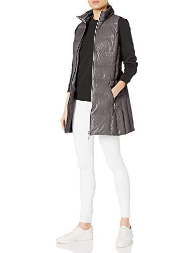 Coatology Women's Classic Long Down Vest, Charcoal, S