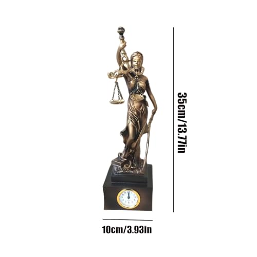 Statue Lady Justice horloge de table en résine, décoration maison et bureau - 6