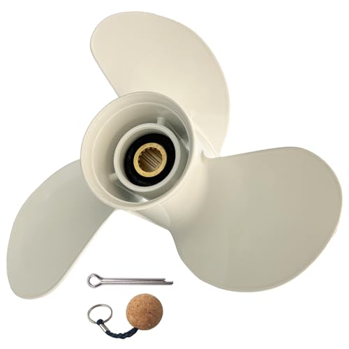 VRIWOY 14×11 13 1/2 ×15 12 5/8×21 13 5/8x13 13 1/2×14 OEM Upgrade Aluminum Outboard Boat Propeller fit Yamaha Marine Engine 50-130HP ， 15 Spline Tooth,Pressed in Rubber Hub,Rh (13 1/2×14)