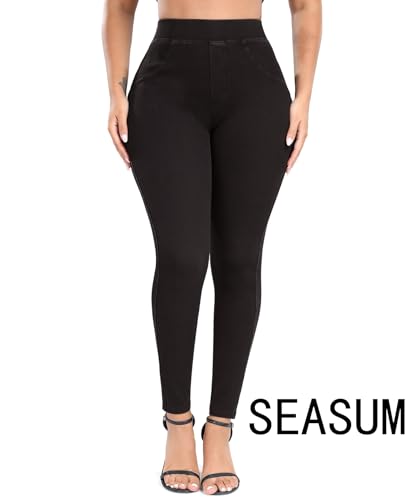 SEASUM Women's Butt Lifting High Waisted Heart-Shaped Jeans Stretchy Comfortable Legging Jeans Vintage Style2