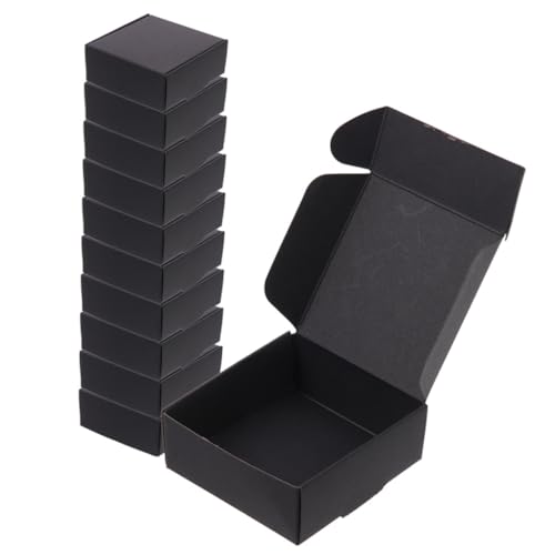 Housoutil 25 piezas Caja de Papel Negra para Embalaje y Envío de Unidades Resistentes y Cajas de Cartón para Paquetería y Mudanza Diseño sin Rebabas y Alta Durabilidad