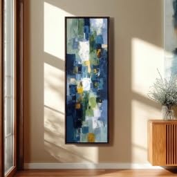 Toile haute et étroite déco salon moderne peinture contemporaine géométrique