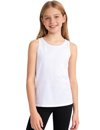 Image of Auranso Girls Tank Tops Cotton Sleeveless Undershirts Athletic Dance Tops