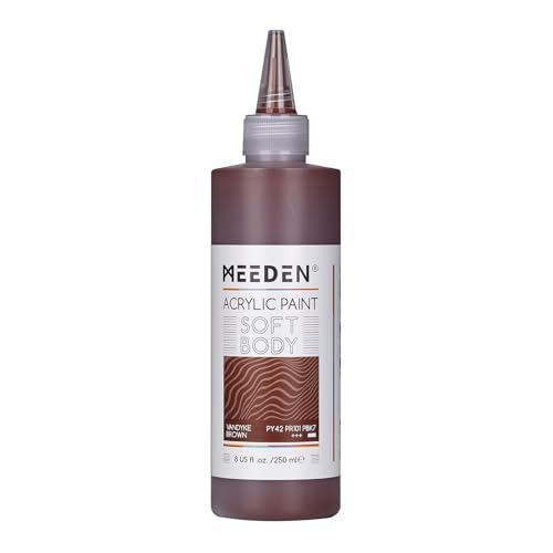 MEEDEN Pintura Acrílica Vandyke Brown: 250ml / 8.45oz Colores Acrílicos Cuerpo Suave a Granel en Botella Ergonómica   Pinturas de Arte de Flujo Fluido para Artistas Pintura en Lienzo