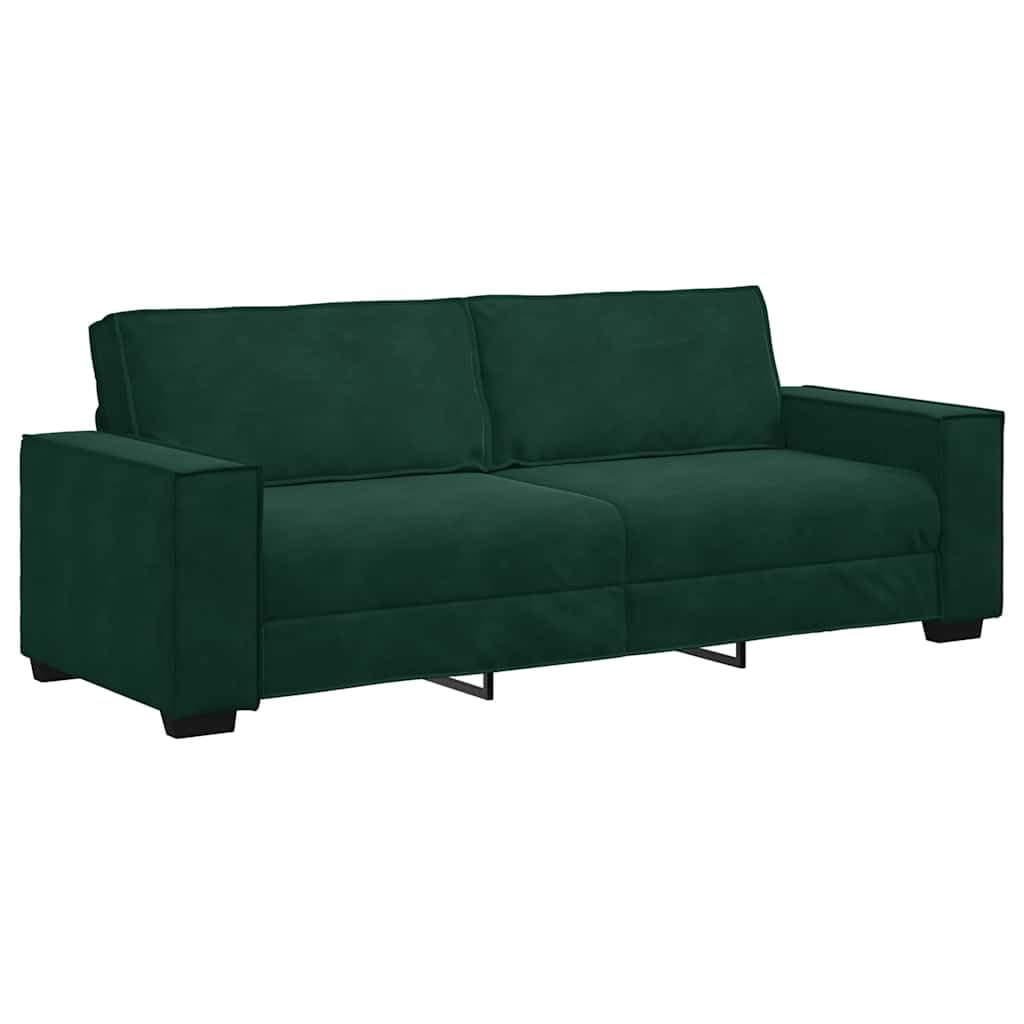 Générique Divano a 3 posti in velluto verde scuro 220 x 78 x 84 cm, divano soggiorno in tessuto morbido con braccioli larghi e telaio in legno metallico, comodo per soggiorno ufficio