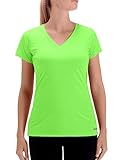 Zengjo Womens Running Shirts Short Sleeve(Neon Green,L)