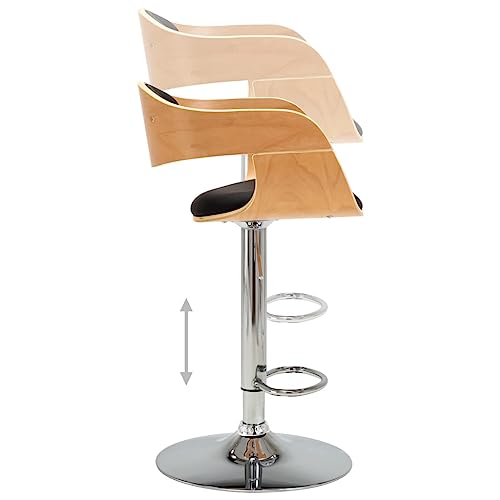 Tabouret de bar noir avec dossier et repose-pieds, chaise de comptoir en bois de buisson