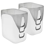 STORi Luup Bathroom Wastebasket 2pk, Secure Grocery Bags, Plastic Garbage Container for Vanity, Laundry Room, Kitchen, Office, 2.5 Gallon, White, Made in USA