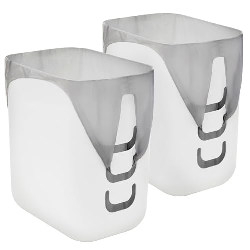 STORi Luup Bathroom Wastebasket 2pk, Secure Grocery Bags, Plastic Garbage Container for Vanity, Laundry Room, Kitchen, Office, 2.5 Gallon, White, Made in USA