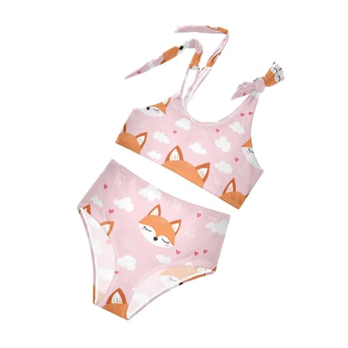 Plaaee Girls' 2 Piece Swimsuits Clouds Fox Cute Bikini Set Bathing Suit 11-12T Multicoloured4