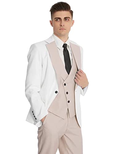 Wangyue Mens Suits Fashion Suits Slim Fit 3 Piece Blazer Vest Pants Wedding Prom Suits Set3