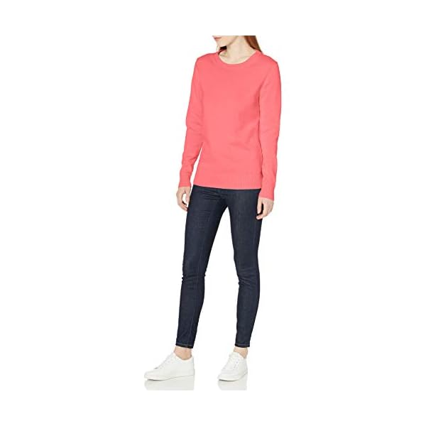 Amazon-Essentials-Womens-100-Cotton-Crewneck-Sweater Amazon Essentials Women's 100% Cotton Crewneck Sweater (Available in Plus Size), Coral Pink, Large