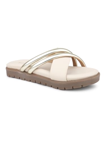Inc.5 Women Cream & Gold Open Toe Flats (B0CNKMVLLV) Amazon Price History, Amazon Price Tracker