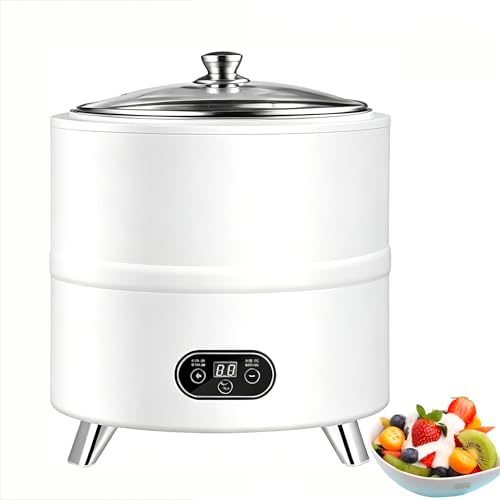 Máquina eléctrica de yogurt de 400 W, máquina automática de fermentación de yogur con temporizador y control de temperatura, fácil para hacer yogur casero delicioso